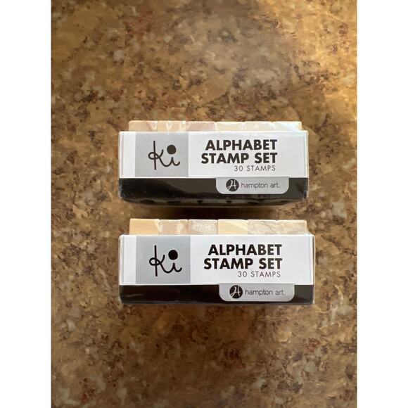 Alphabet Wood Rubber Stamp Sets NEW Hampton Arts Set of two - Picture 4 of 6